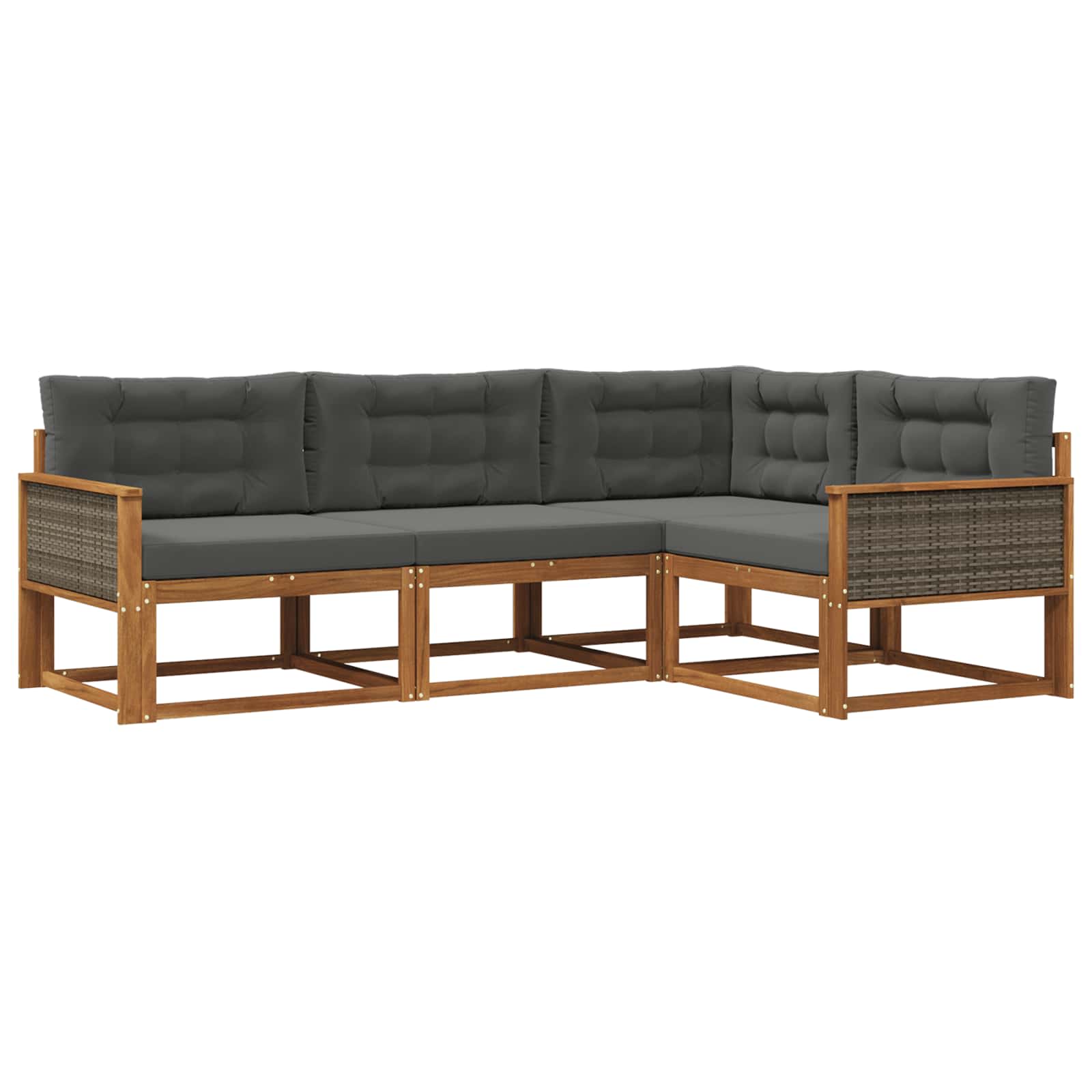 Outdoor-Sofagarnitur mit Kissen 4 pcs Natur und Anthrazit