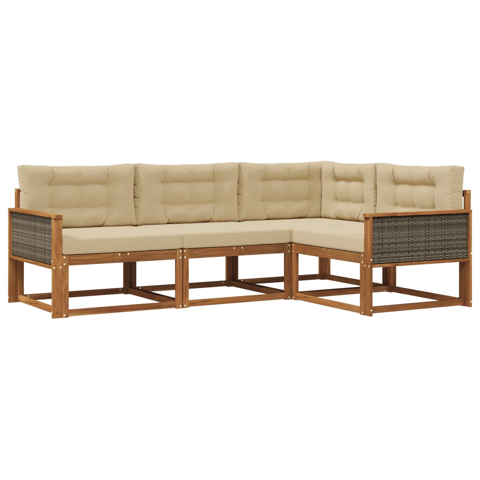 Outdoor-Sofagarnitur mit Kissen 4 pcs Natur und Beige