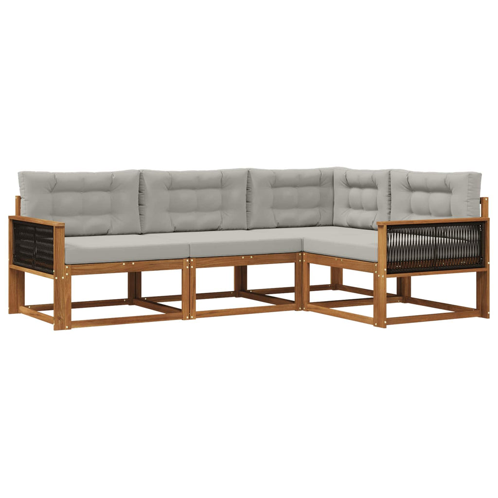Outdoor-Sofagarnitur mit Kissen 4 pcs Natur und Hellgrau