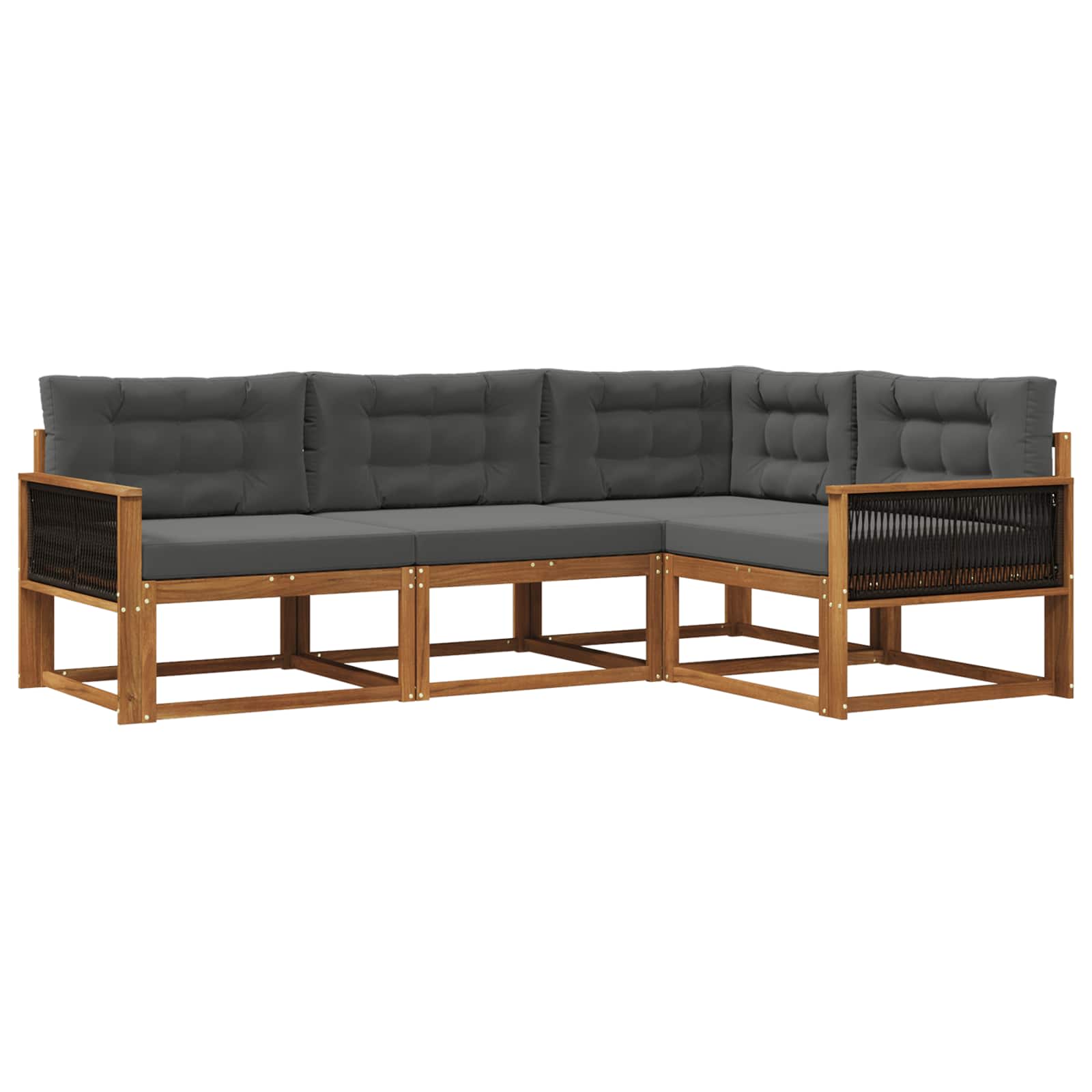 Outdoor-Sofagarnitur mit Kissen 4 pcs Natur und Anthrazit