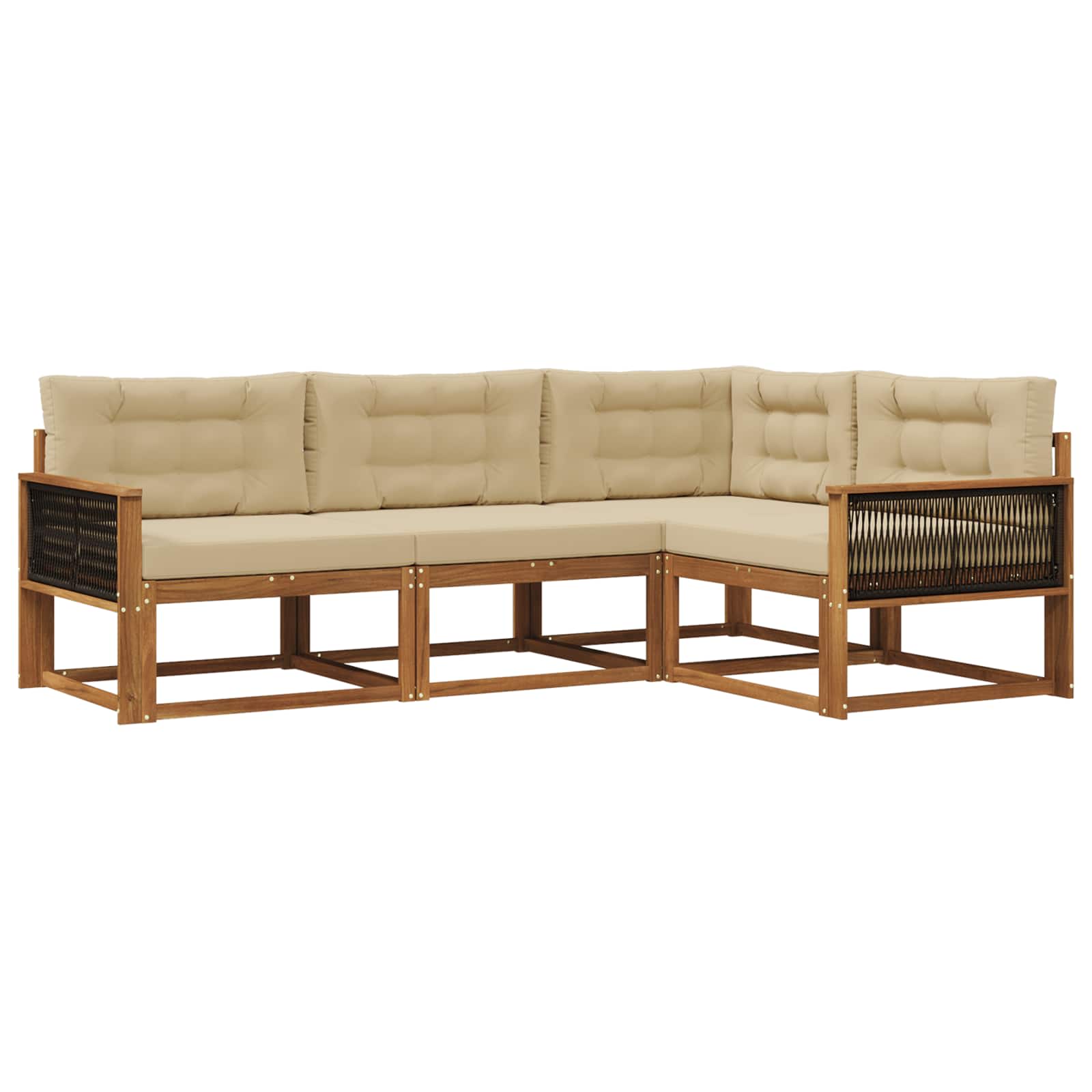 Outdoor-Sofagarnitur mit Kissen 4 pcs Natur und Beige