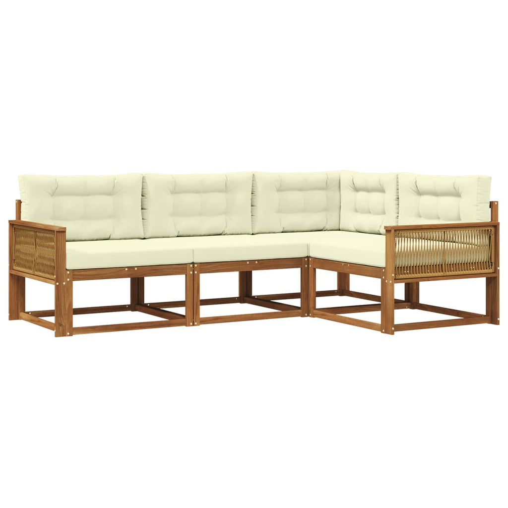Outdoor-Sofagarnitur mit Kissen 4 pcs Natur und Creme