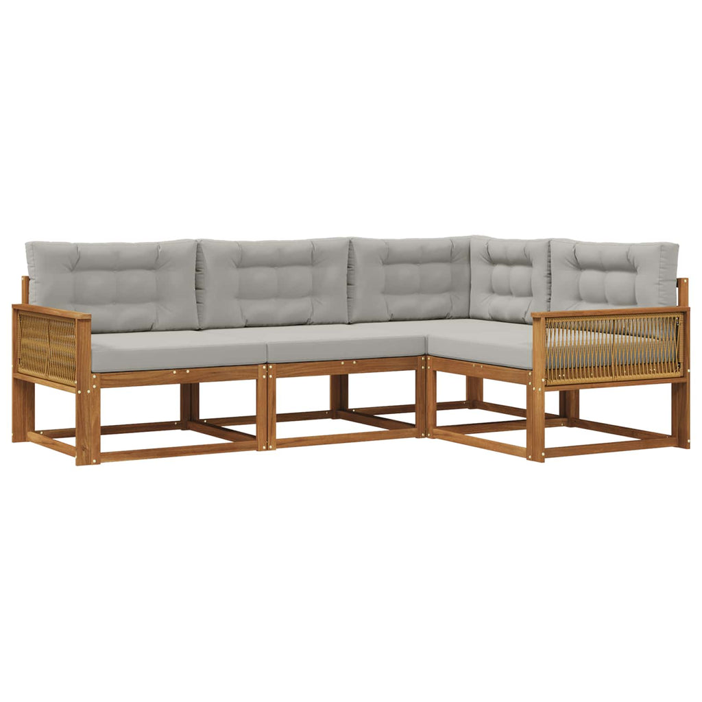 Outdoor-Sofagarnitur mit Kissen 4 pcs Natur und Hellgrau