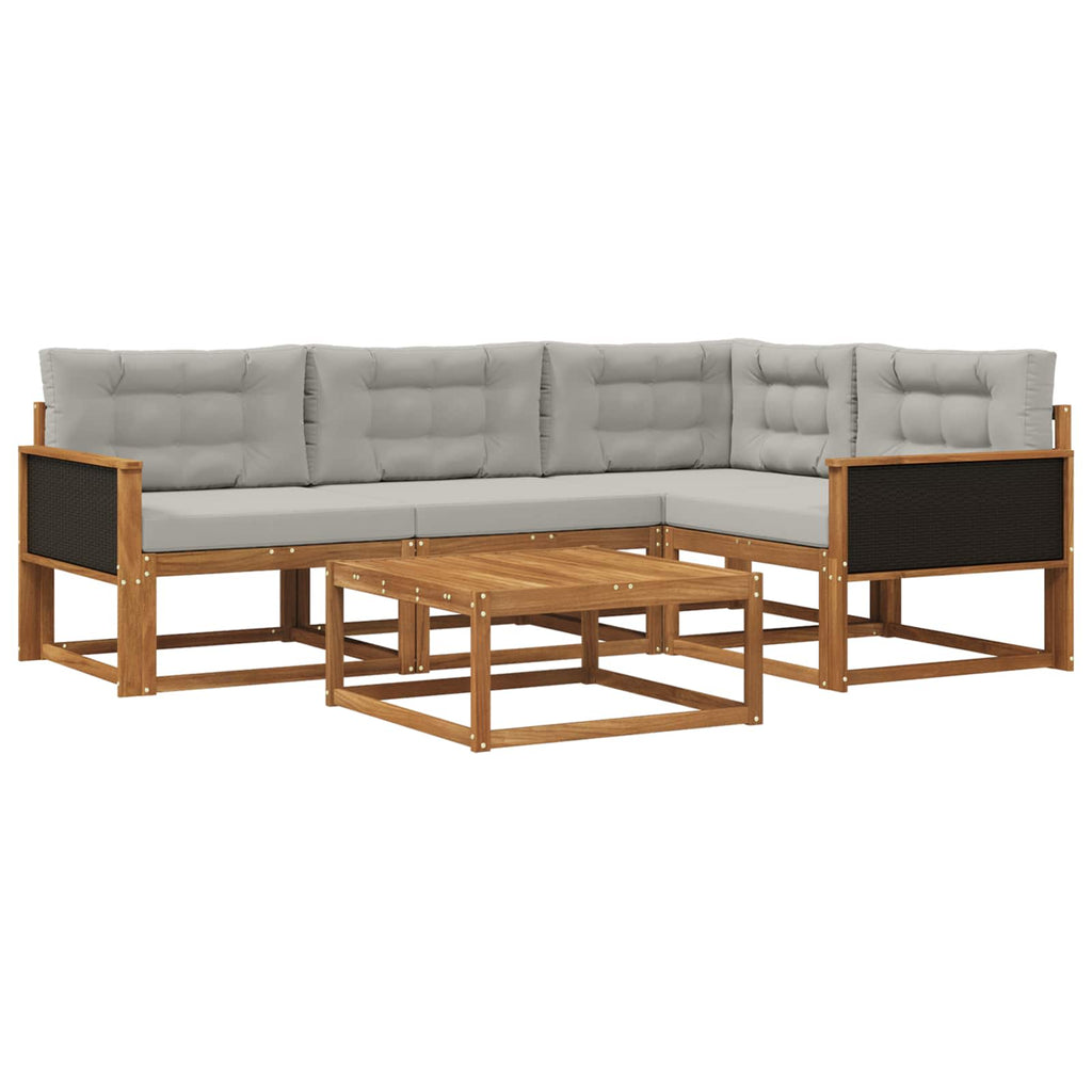 Outdoor-Sofagarnitur mit Kissen 5 pcs Natur und Hellgrau