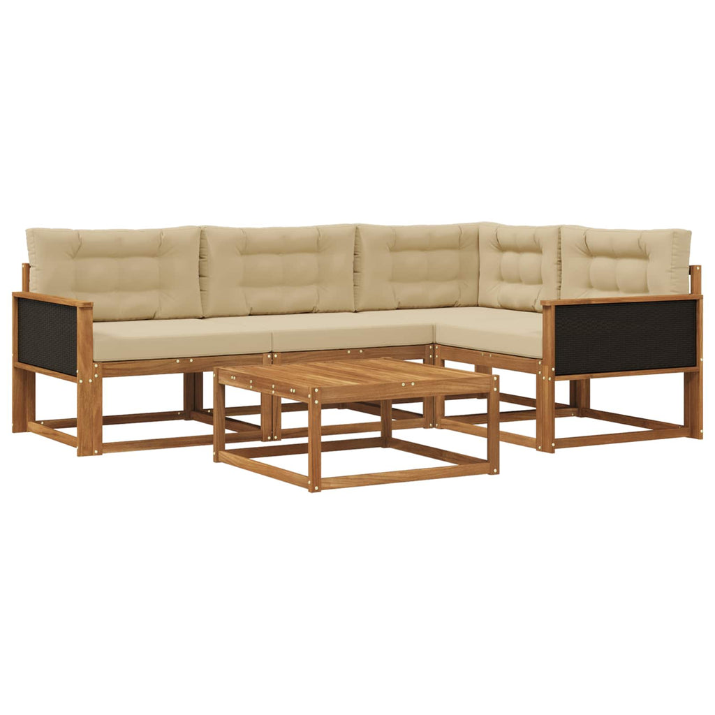 Outdoor-Sofagarnitur mit Kissen 5 pcs Natur und Beige