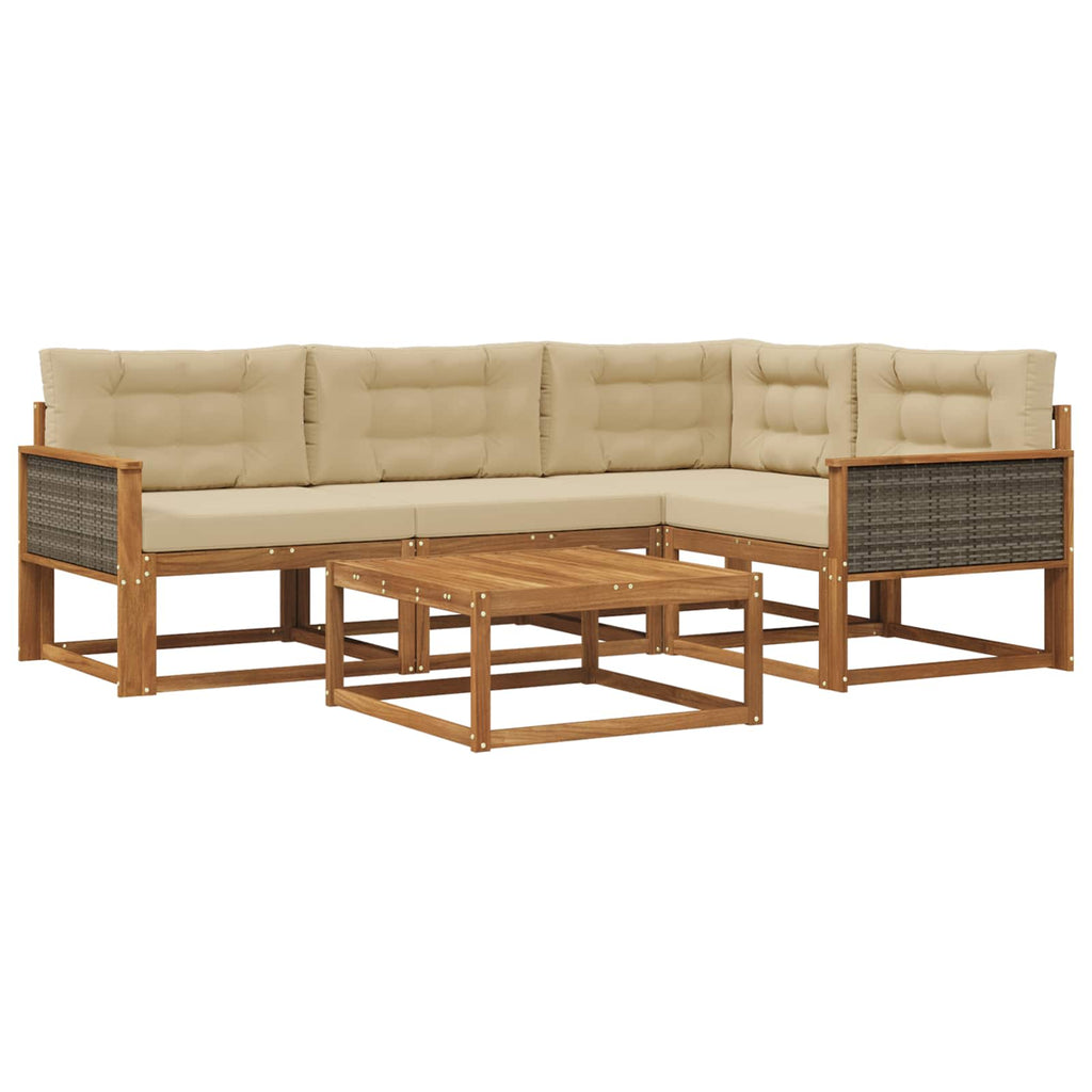 Outdoor-Sofagarnitur mit Kissen 5 pcs Natur und Beige