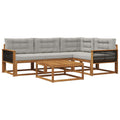 Outdoor-Sofagarnitur mit Kissen 5 pcs Natur und Hellgrau