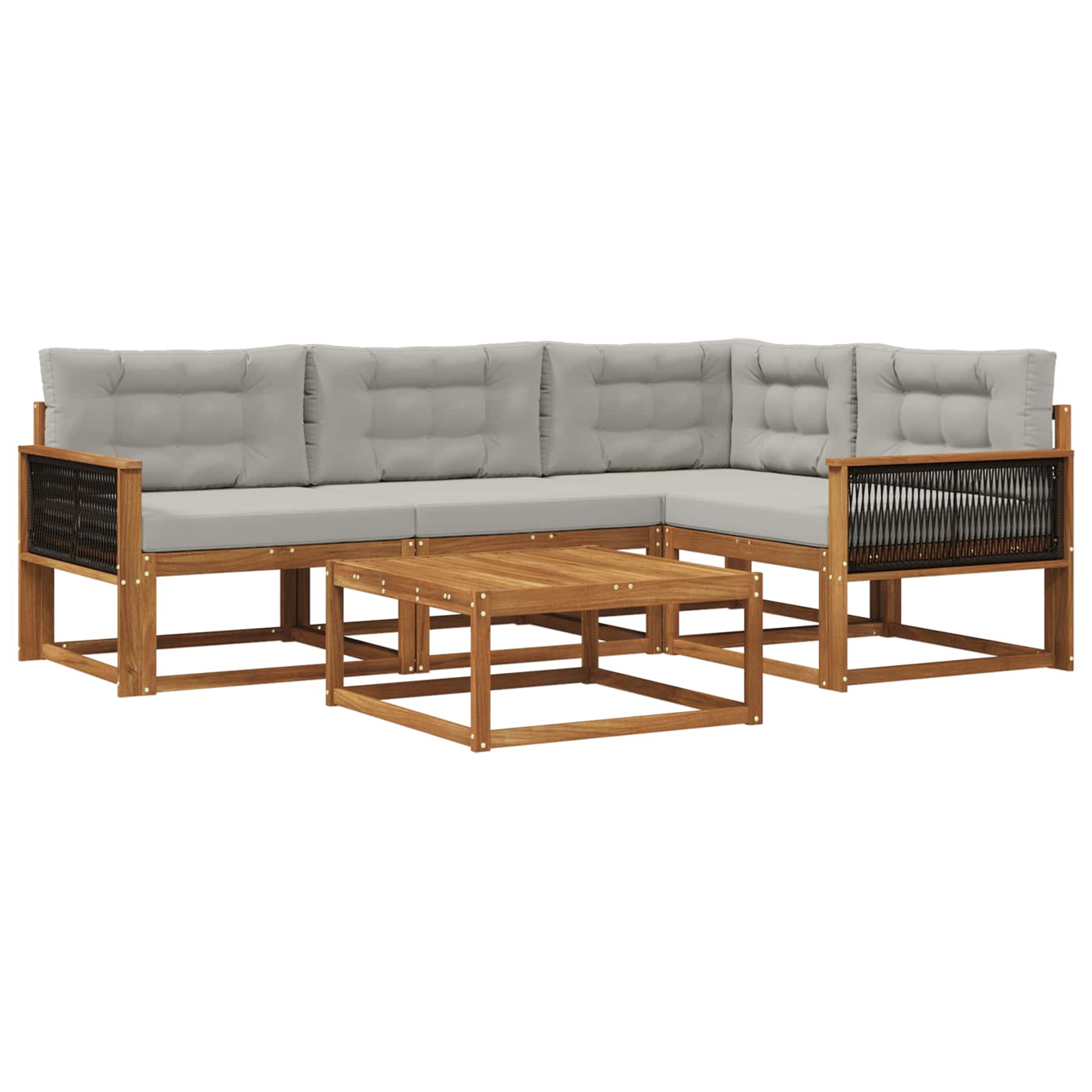 Outdoor-Sofagarnitur mit Kissen 5 pcs Natur und Hellgrau