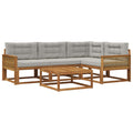 Outdoor-Sofagarnitur mit Kissen 5 pcs Natur und Hellgrau