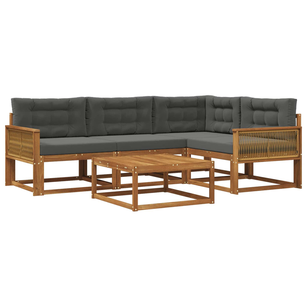 Outdoor-Sofagarnitur mit Kissen 5 pcs Natur und Anthrazit