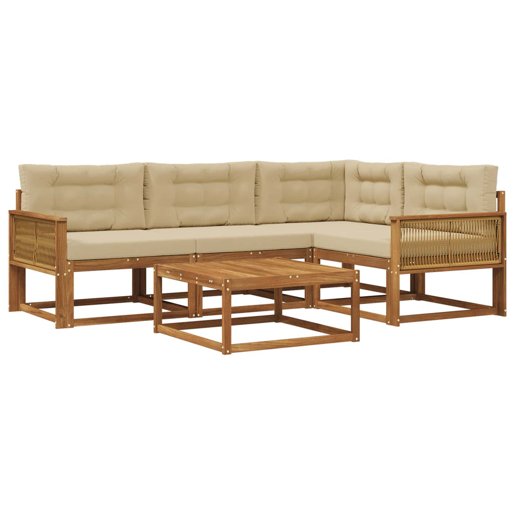 Outdoor-Sofagarnitur mit Kissen 5 pcs Natur und Beige