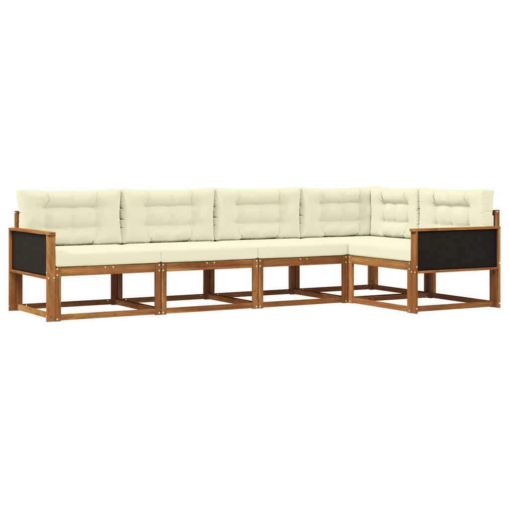 Outdoor-Sofagarnitur 5 pcs Natur und Creme