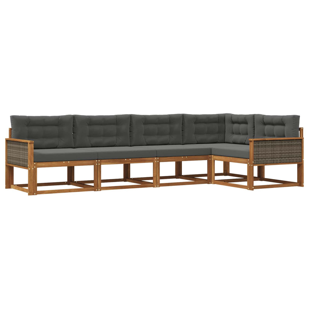 Outdoor-Sofagarnitur 5 pcs Natur und Anthrazit