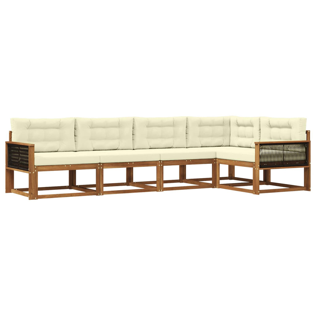 Outdoor-Sofagarnitur 5 pcs Natur und Creme