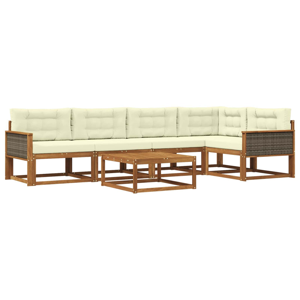 Outdoor-Sofagarnitur mit Kissen 6 pcs Natur und Creme