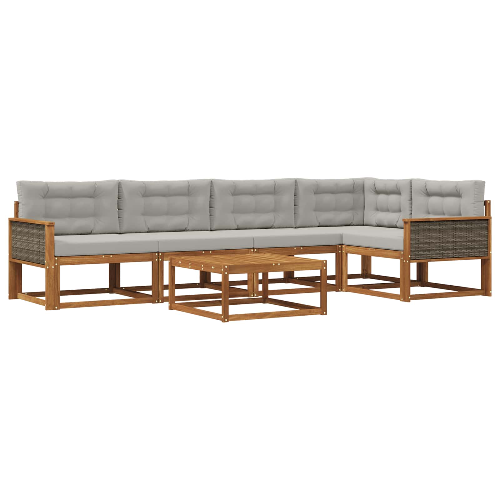 Outdoor-Sofagarnitur mit Kissen 6 pcs Natur und Hellgrau
