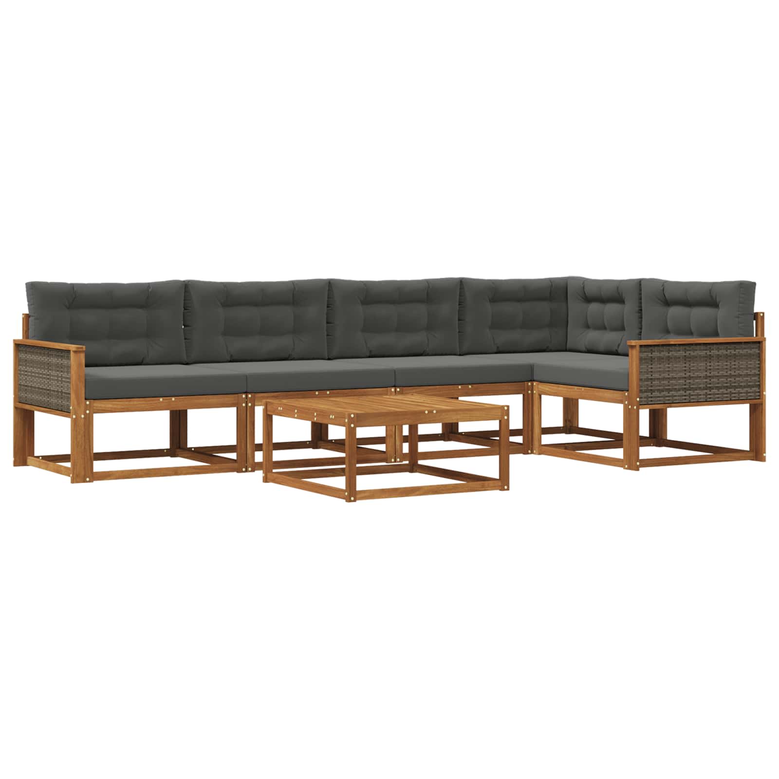 Outdoor-Sofagarnitur mit Kissen 6 pcs Natur und Anthrazit