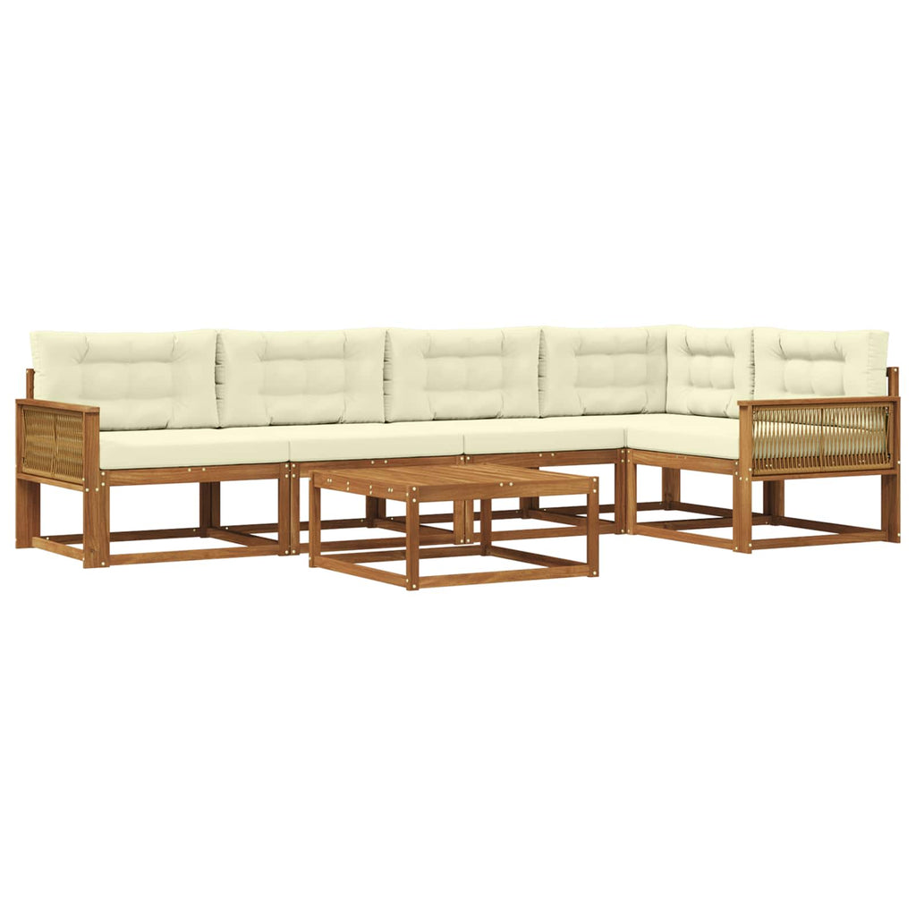Outdoor-Sofagarnitur mit Kissen 6 pcs Natur und Creme