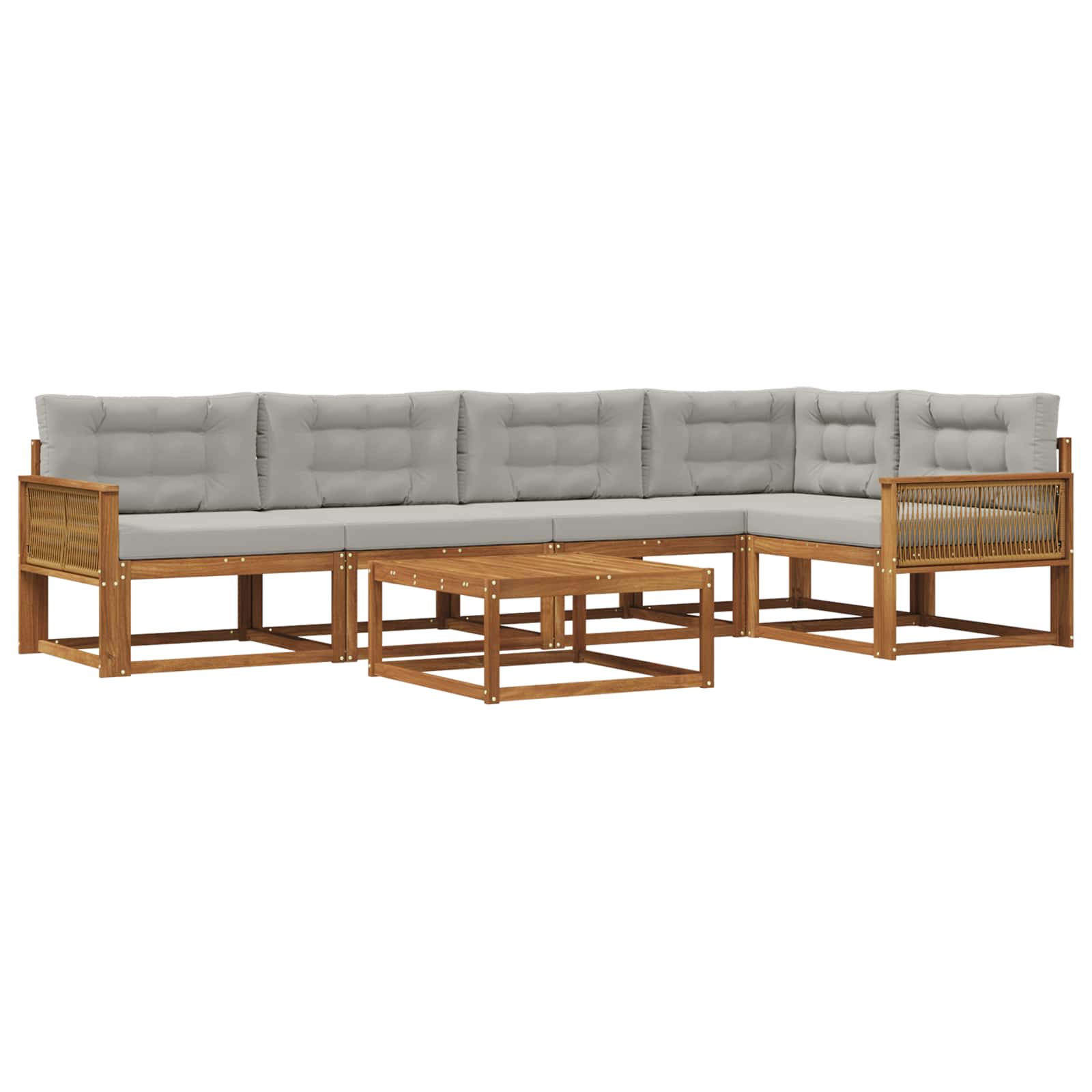 Outdoor-Sofagarnitur mit Kissen 6 pcs Natur und Hellgrau