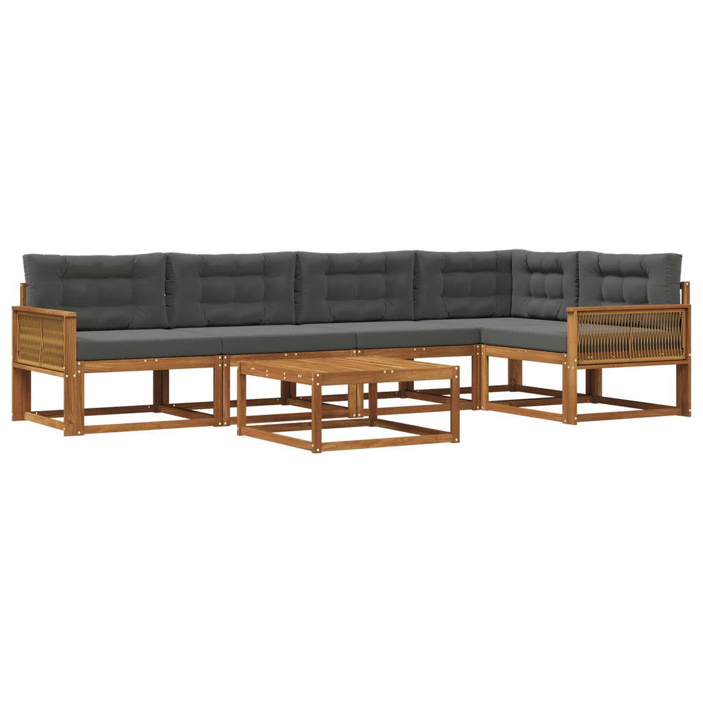 Outdoor-Sofagarnitur mit Kissen 6 pcs Natur und Anthrazit