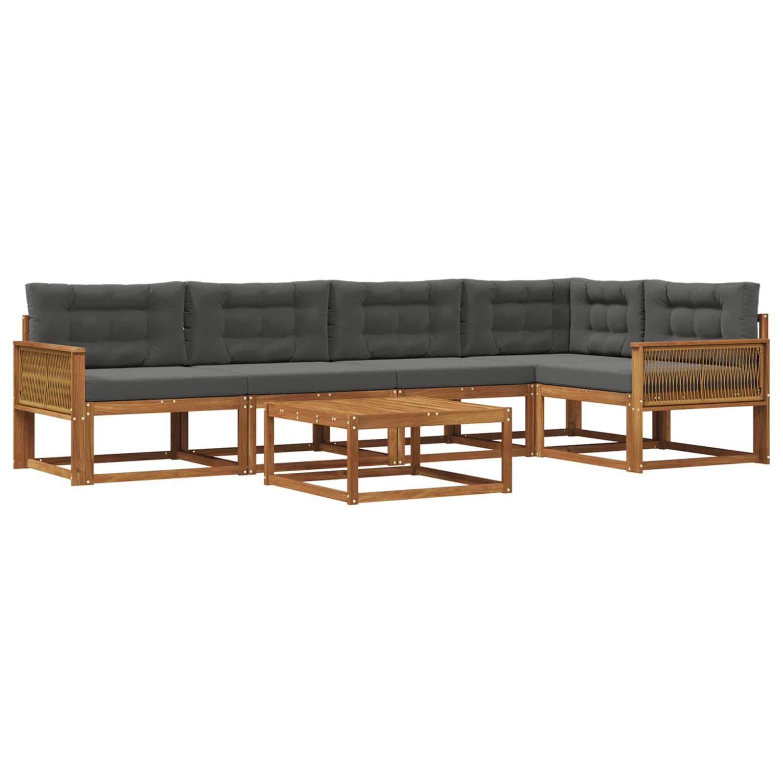 Outdoor-Sofagarnitur mit Kissen 6 pcs Natur und Anthrazit