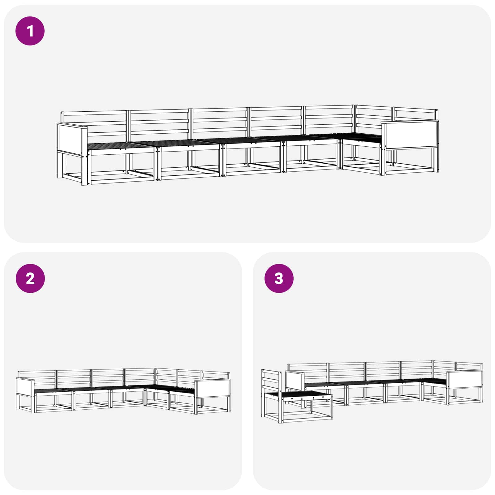 Outdoor-Sofagarnitur 6 pcs Natur Massivholz Akazie