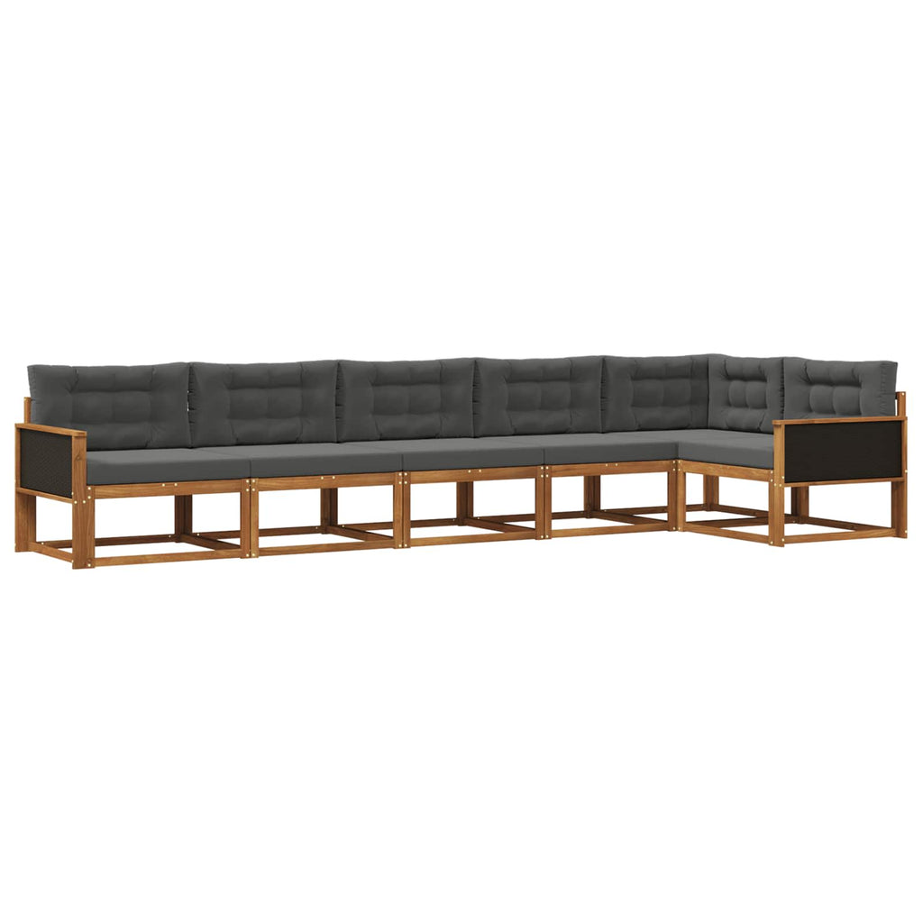 Outdoor-Sofagarnitur mit Kissen 6 pcs Natur und Anthrazit