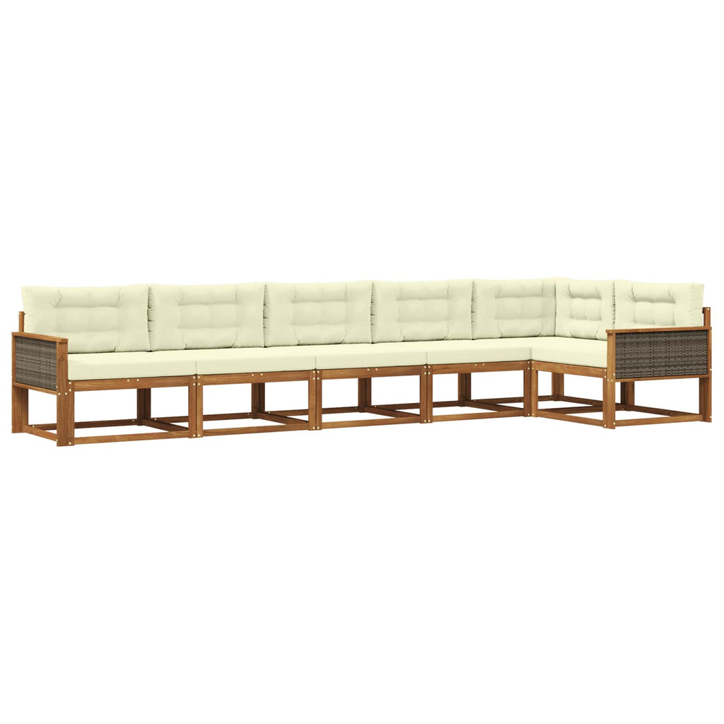 Outdoor-Sofagarnitur mit Kissen 6 pcs Natur und Creme