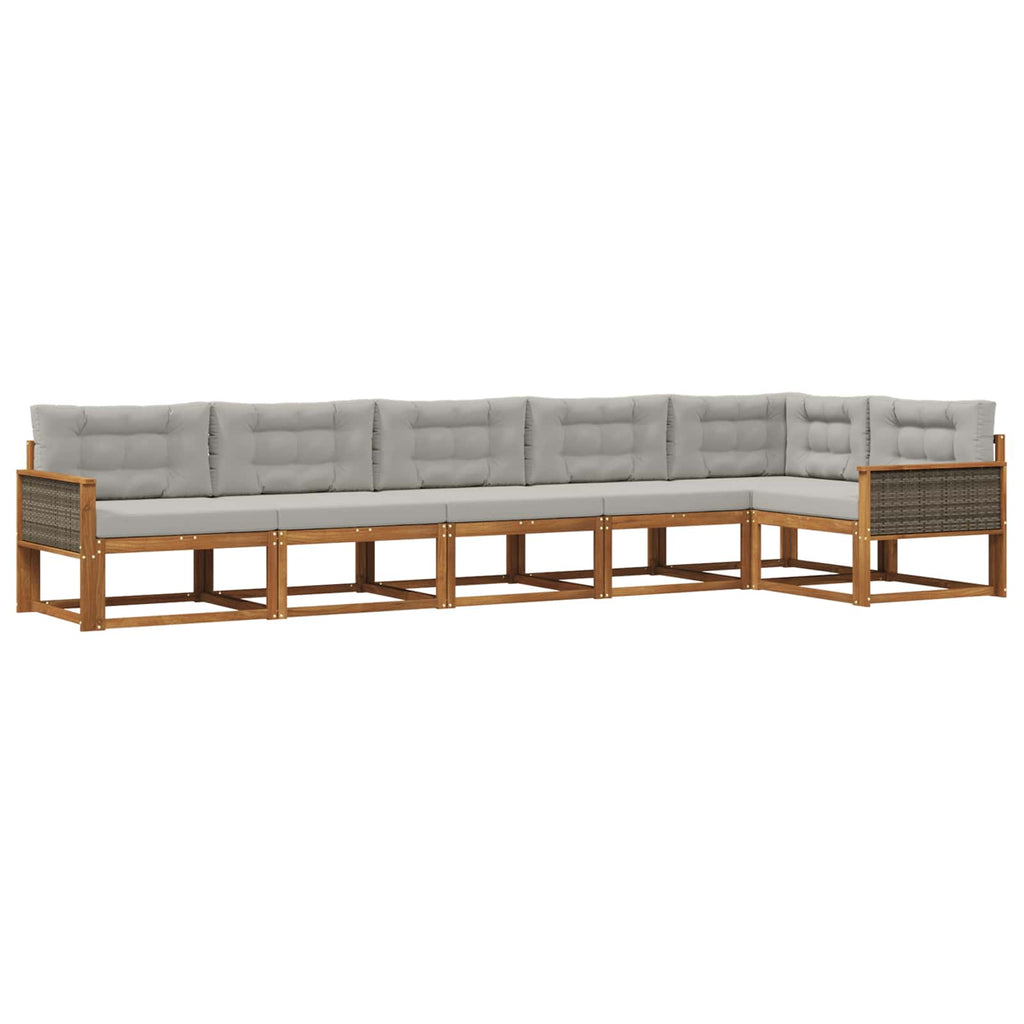 Outdoor-Sofagarnitur mit Kissen 6 pcs Natur und Hellgrau