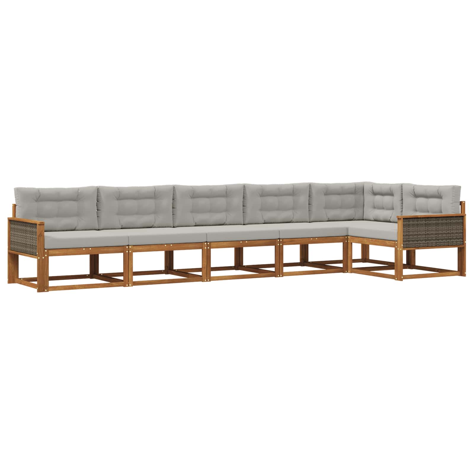 Outdoor-Sofagarnitur mit Kissen 6 pcs Natur und Hellgrau