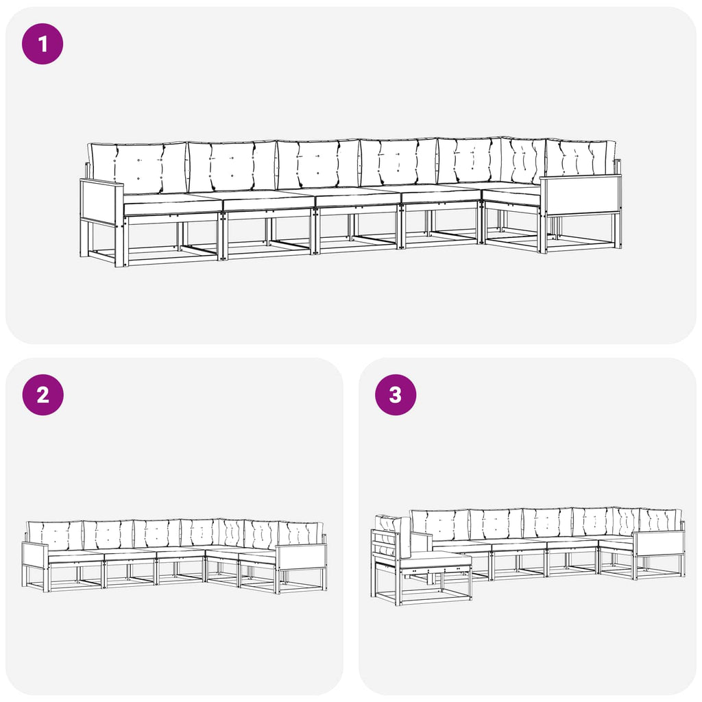Outdoor-Sofagarnitur mit Kissen 6 pcs Natur und Hellgrau