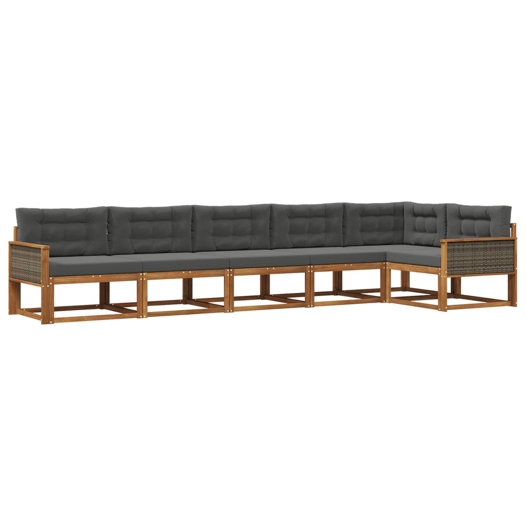 Outdoor-Sofagarnitur mit Kissen 6 pcs Natur und Anthrazit