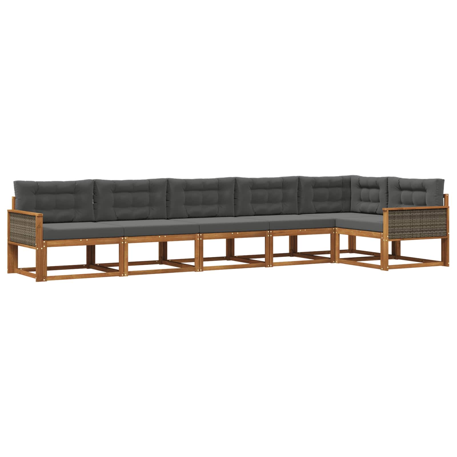 Outdoor-Sofagarnitur mit Kissen 6 pcs Natur und Anthrazit
