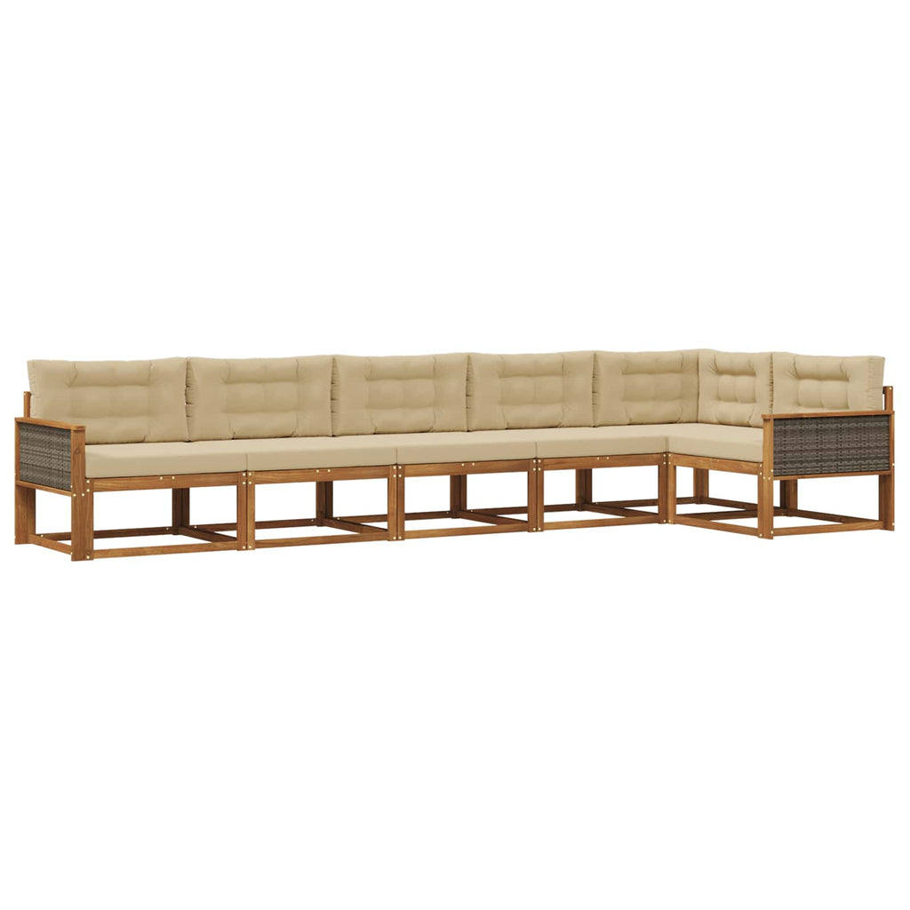 Outdoor-Sofagarnitur mit Kissen 6 pcs Natur und Beige