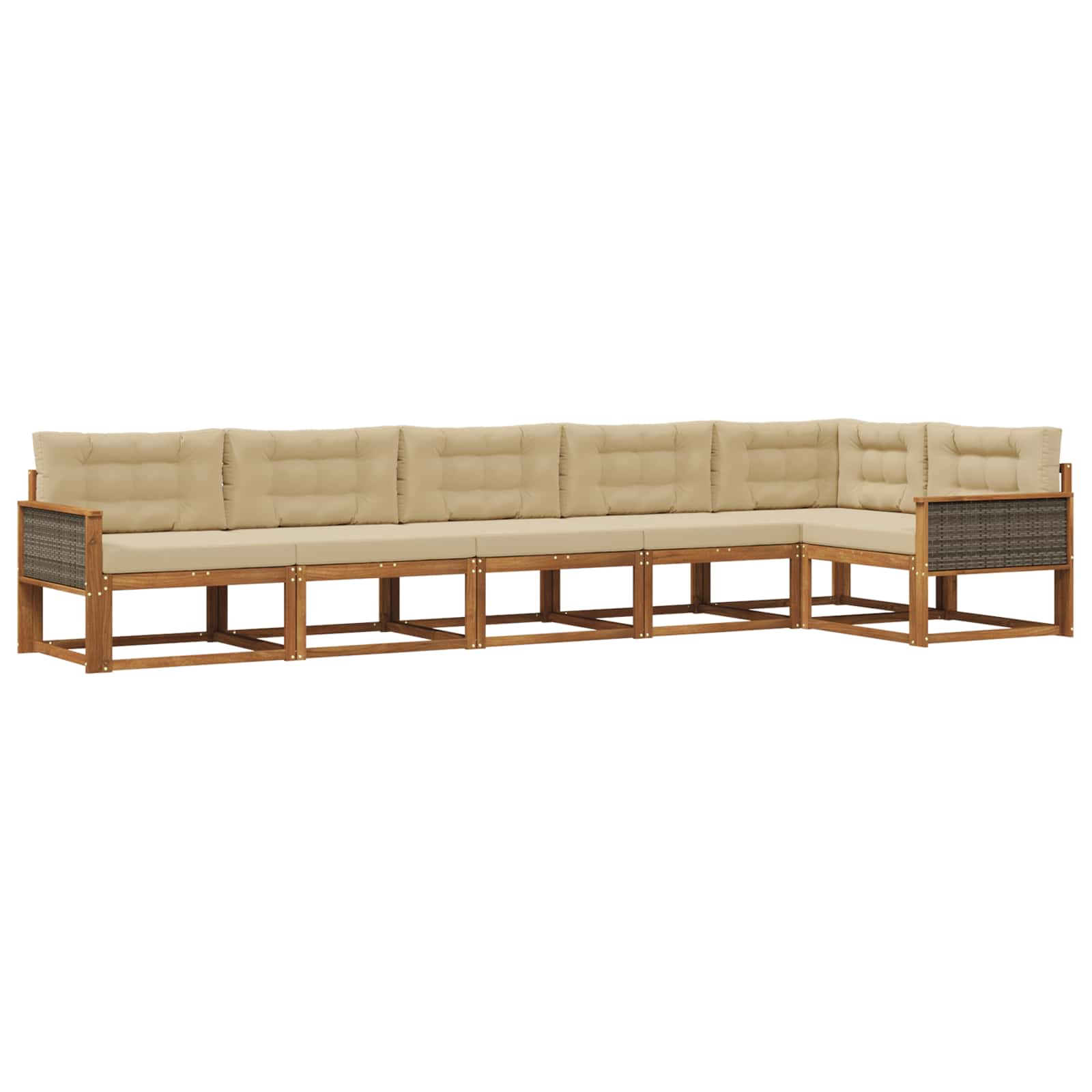 Outdoor-Sofagarnitur mit Kissen 6 pcs Natur und Beige