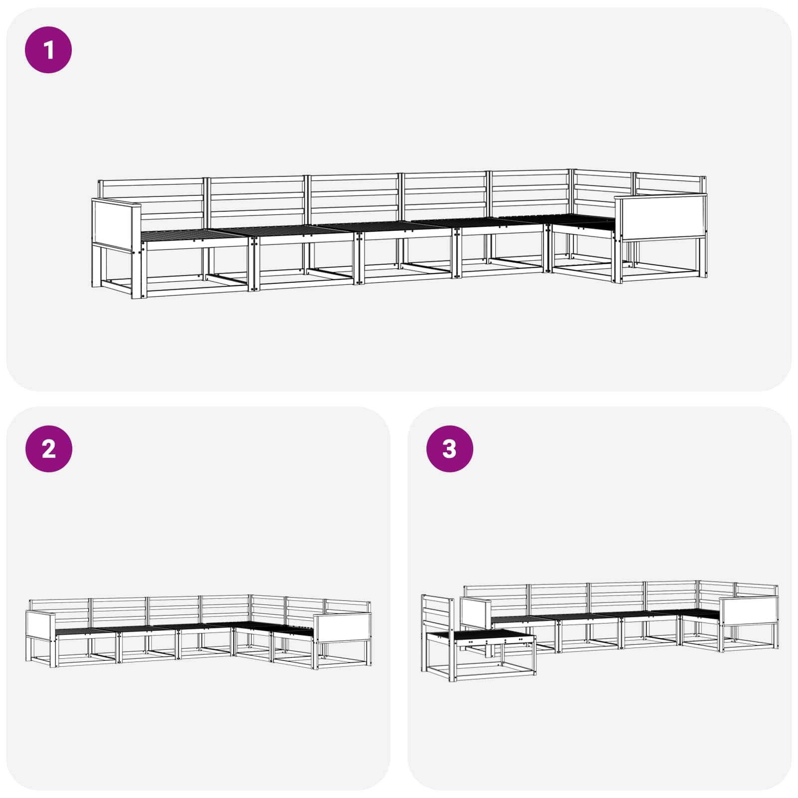 Outdoor-Sofagarnitur 6 pcs Natur Massivholz Akazie