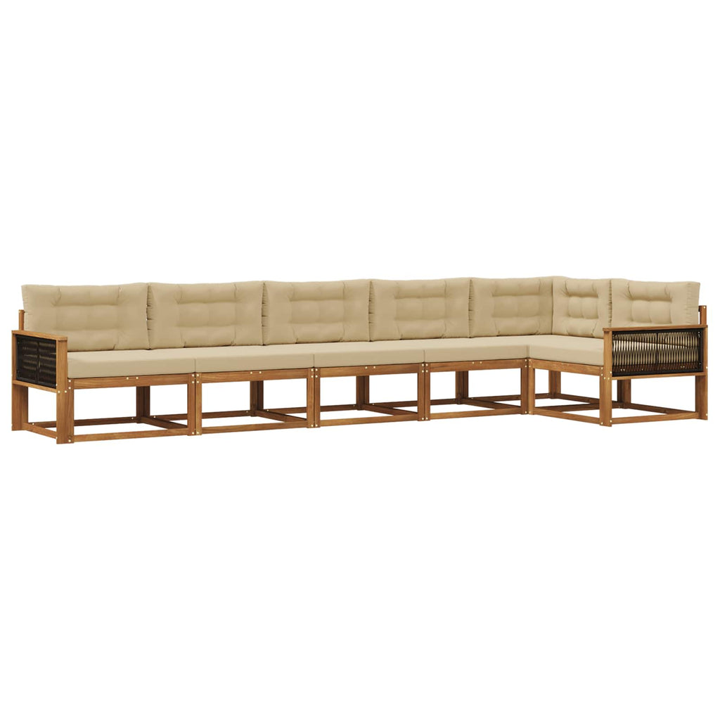Outdoor-Sofagarnitur mit Kissen 6 pcs Natur und Beige