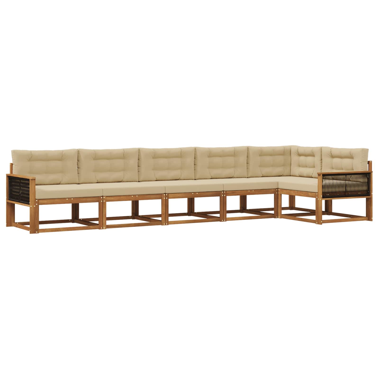 Outdoor-Sofagarnitur mit Kissen 6 pcs Natur und Beige