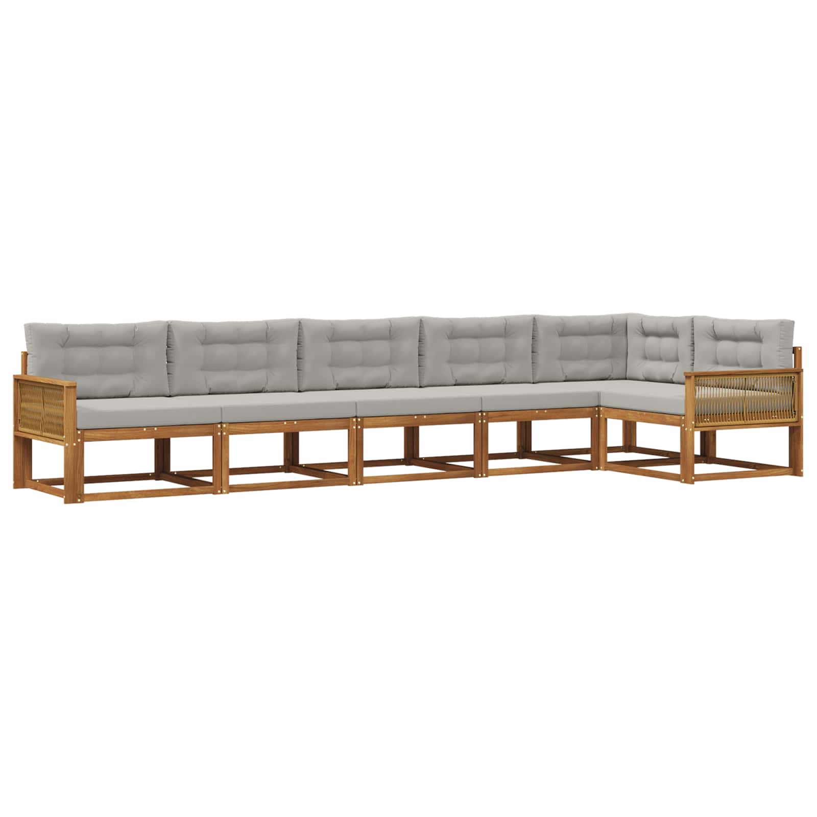 Outdoor-Sofagarnitur mit Kissen 6 pcs Natur und Hellgrau