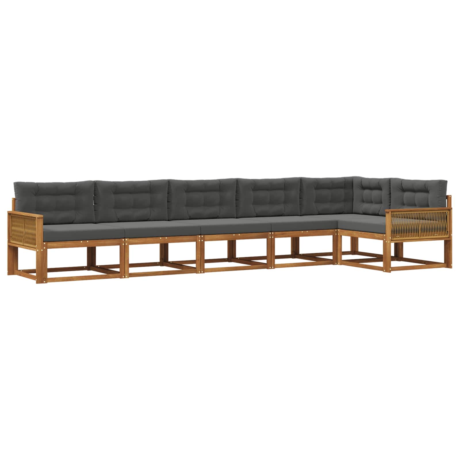 Outdoor-Sofagarnitur mit Kissen 6 pcs Natur und Anthrazit