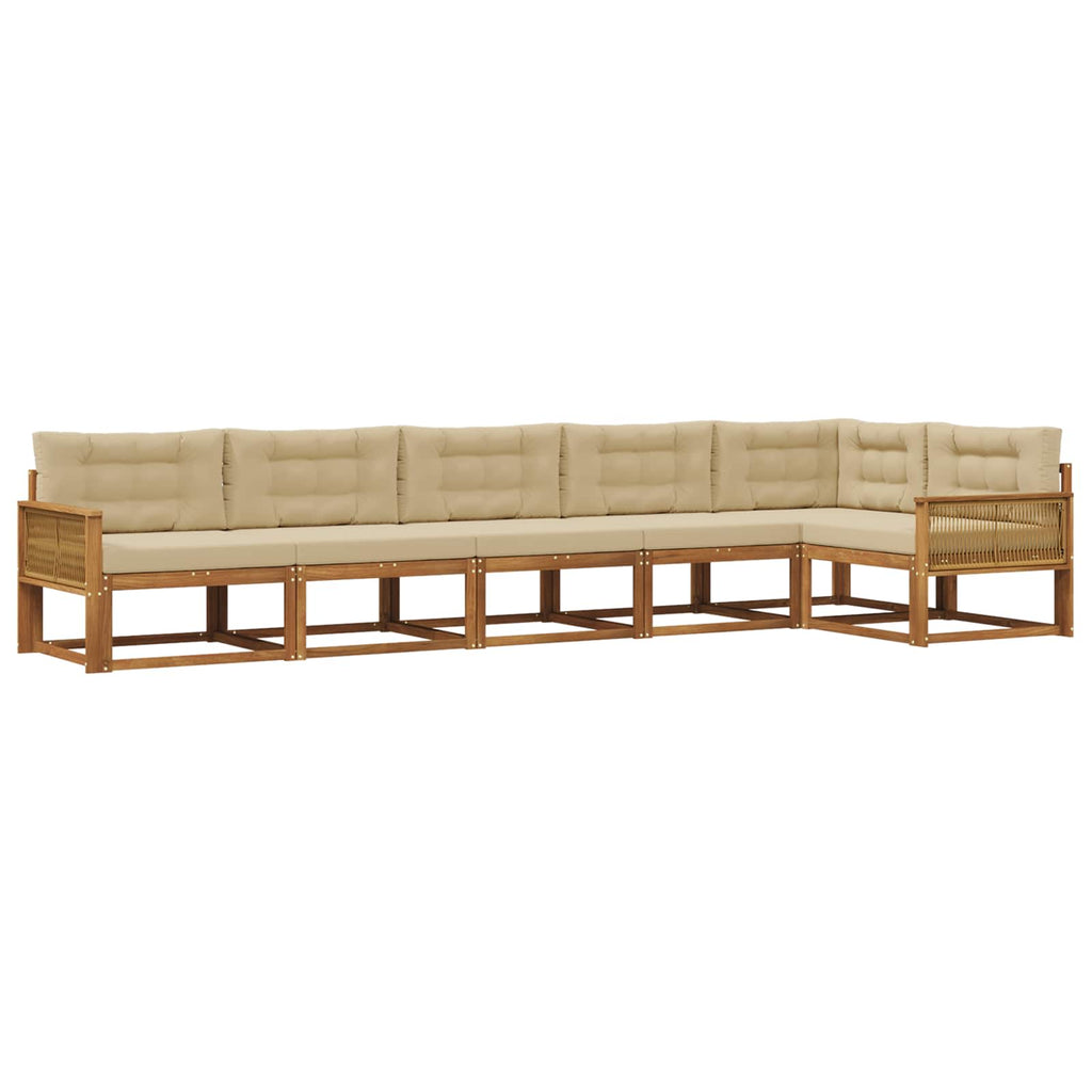 Outdoor-Sofagarnitur mit Kissen 6 pcs Natur und Beige