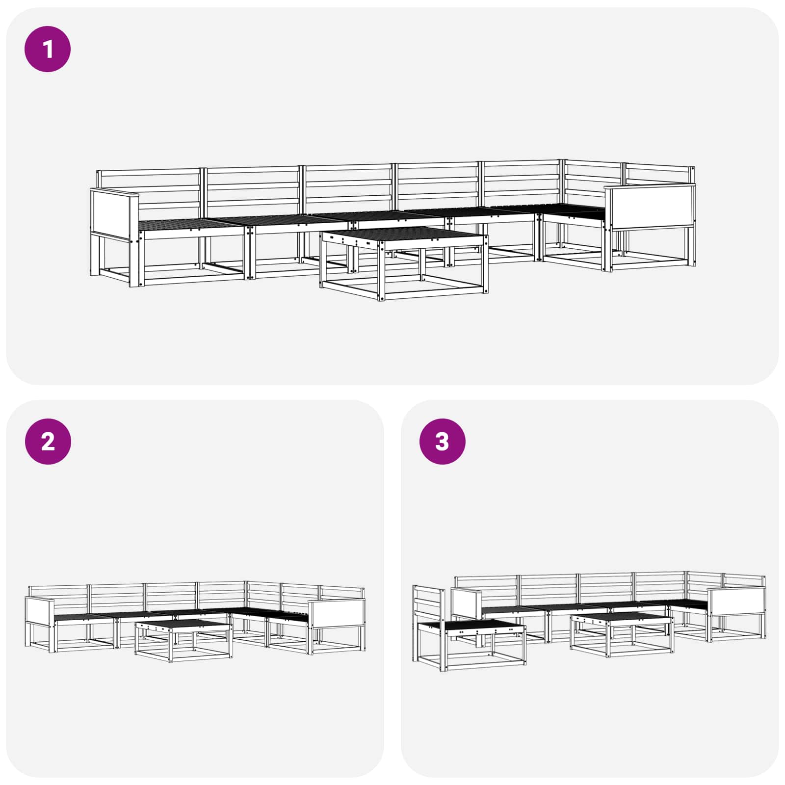 Outdoor-Sofagarnitur 7 pcs Natur Massivholz Akazie