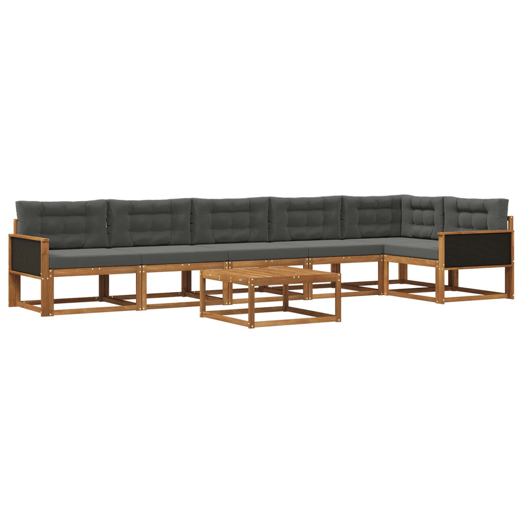 Outdoor-Sofagarnitur mit Kissen 7 pcs Natur und Anthrazit