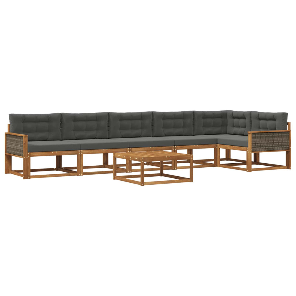 Outdoor-Sofagarnitur mit Kissen 7 pcs Natur und Anthrazit