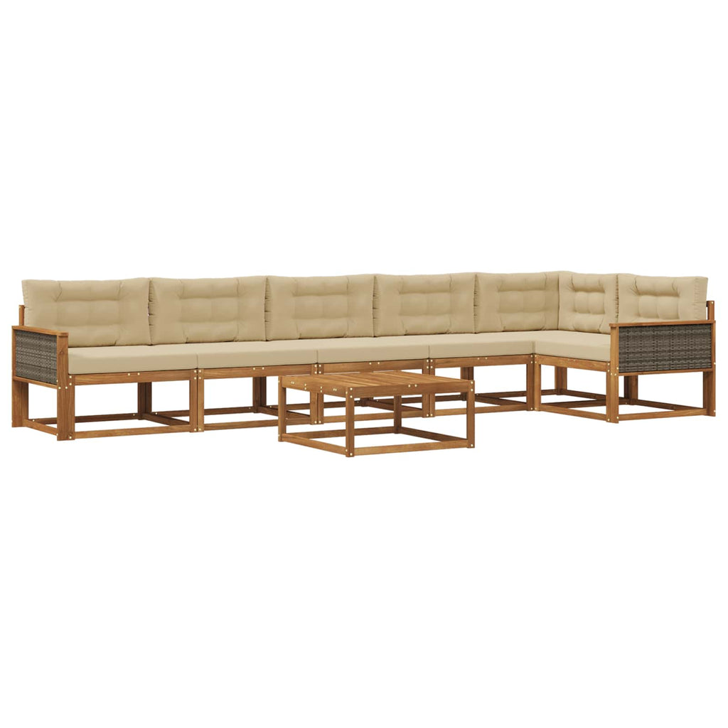 Outdoor-Sofagarnitur mit Kissen 7 pcs Natur und Beige
