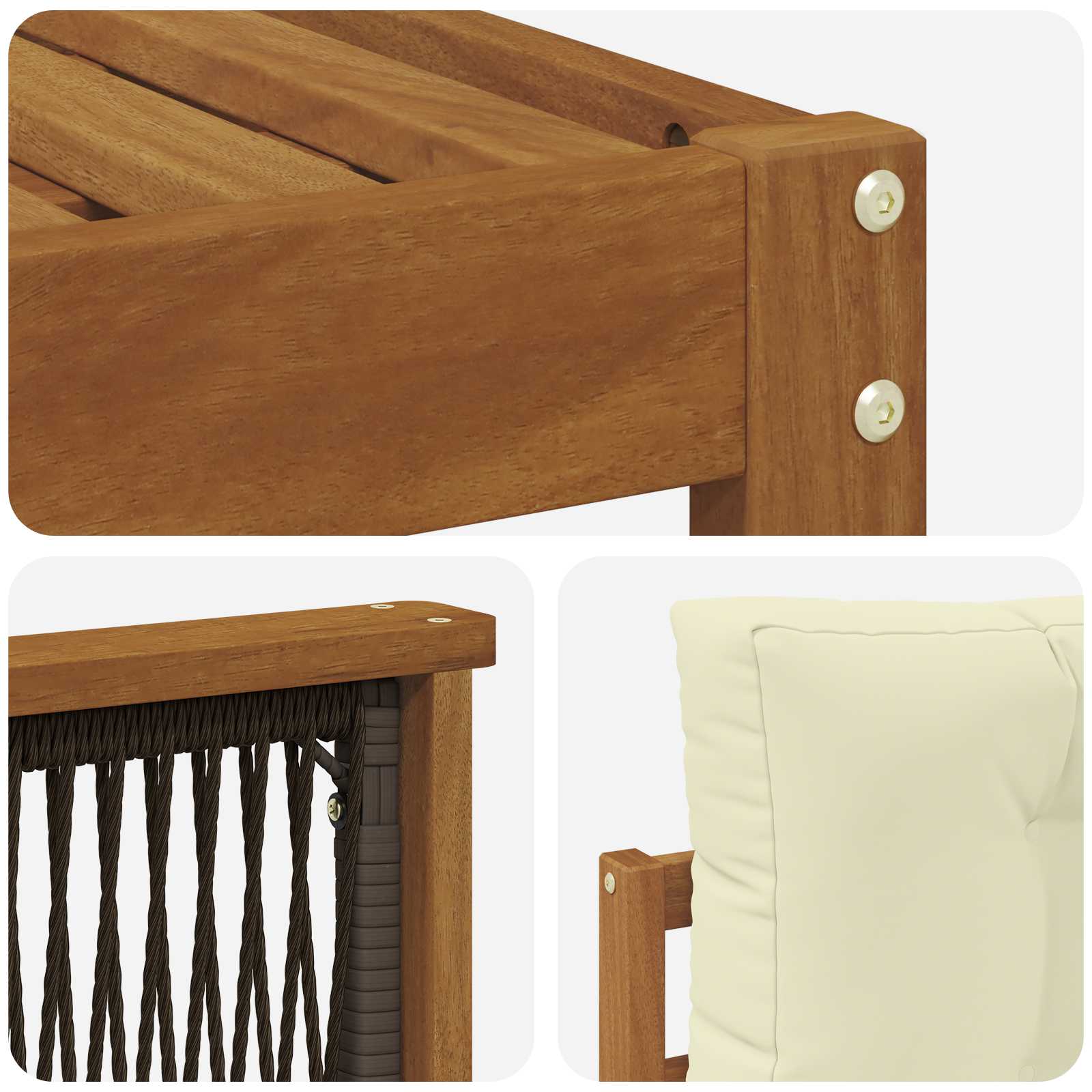 Outdoor-Sofagarnitur mit Kissen 7 pcs Natur und Creme