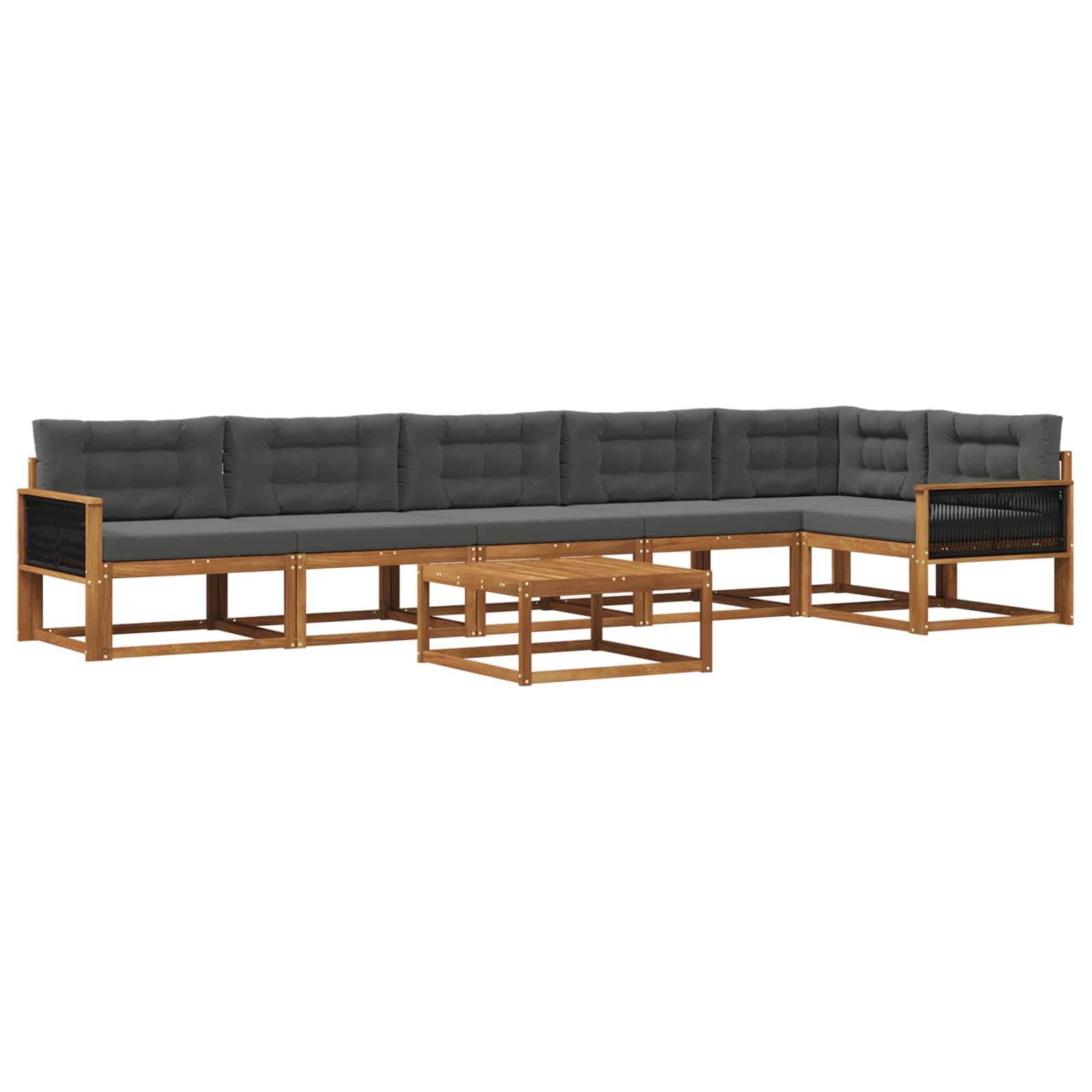 Outdoor-Sofagarnitur mit Kissen 7 pcs Natur und Anthrazit