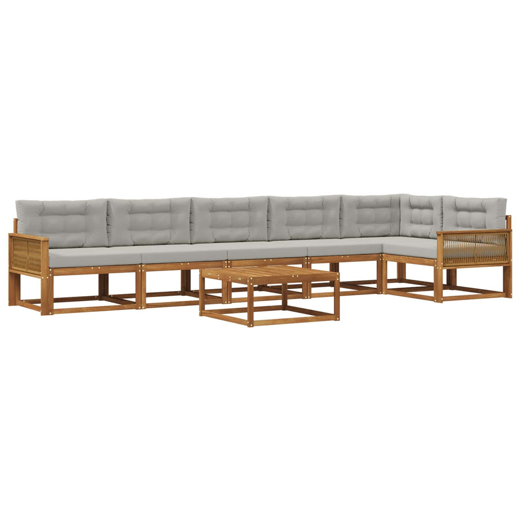 Outdoor-Sofagarnitur mit Kissen 7 pcs Natur und Hellgrau