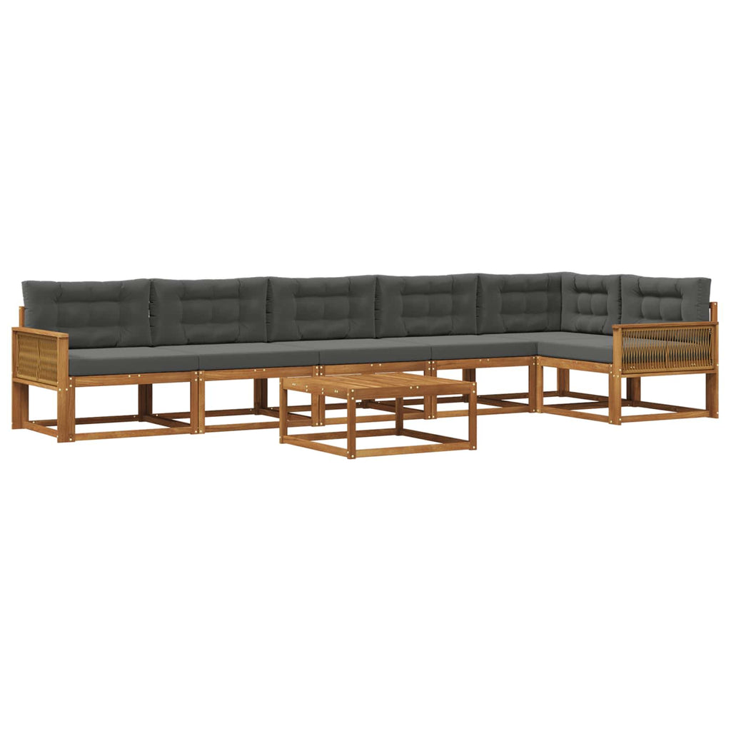 Outdoor-Sofagarnitur mit Kissen 7 pcs Natur und Anthrazit