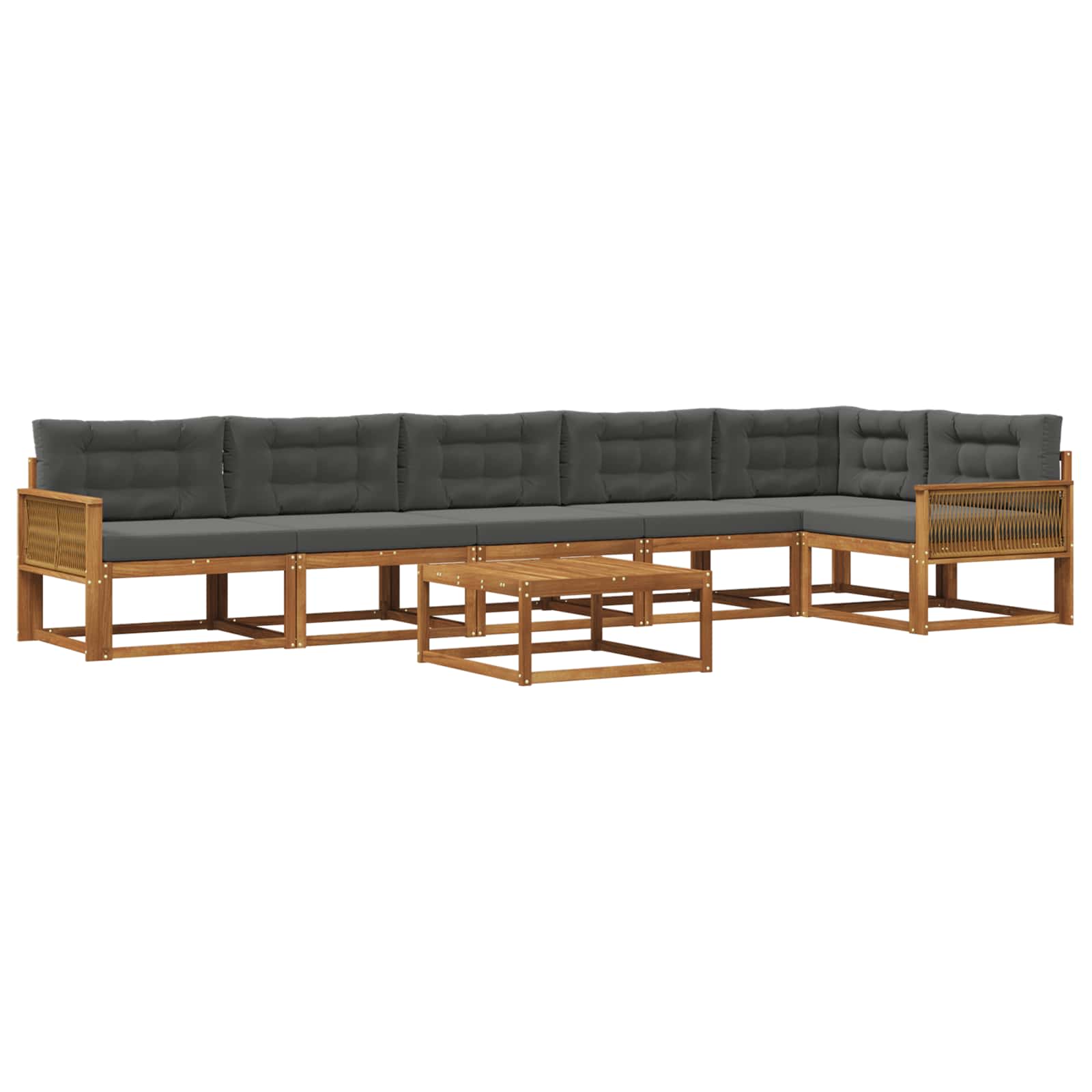 Outdoor-Sofagarnitur mit Kissen 7 pcs Natur und Anthrazit